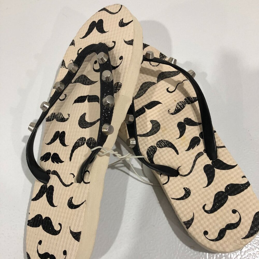 Mustache Studded Flip-Flop